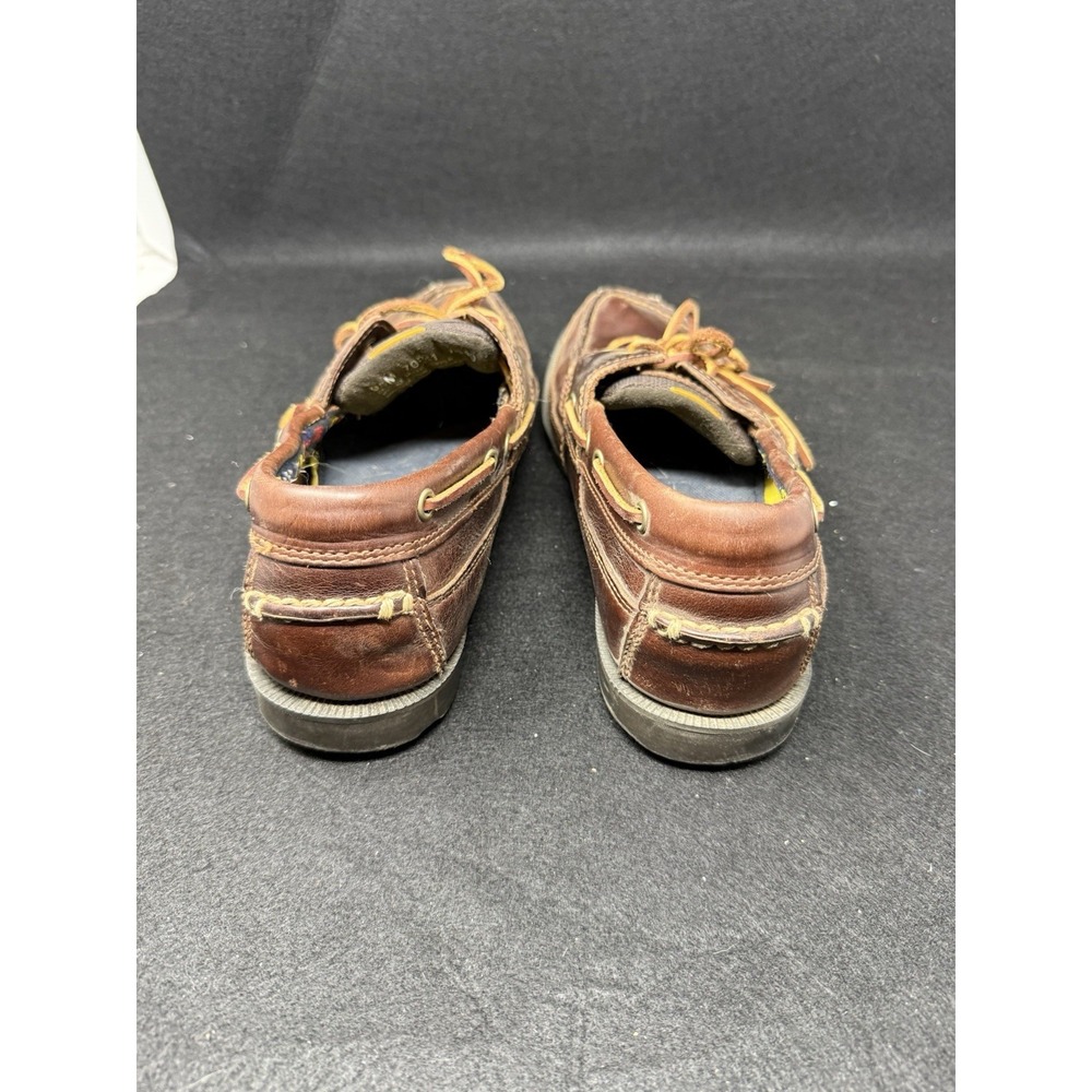 Timberland Brown Leather Boat Shoes Mens 9 Lace Up Moc Toe Casual Deck Loafers - Picture 3 of 8